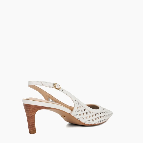 455. DUNE London DIVIDED WHITE Pointed Toe Sling-Back Heels Leather $140 NEW 37 - Picture 6 of 6